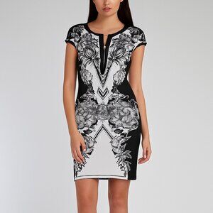 Roberto Cavalli Black White Floral Midi Dress | Italian Designer